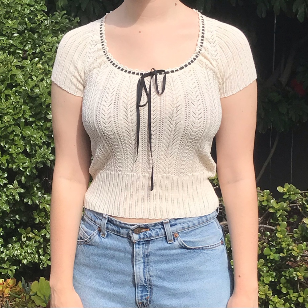 Vintage Ralph Lauren Knit Top with Black Ribbon